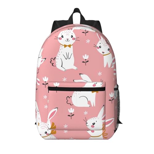 Sac à dos de voyage avec motif lapin blanc pour le bureau et les sorties