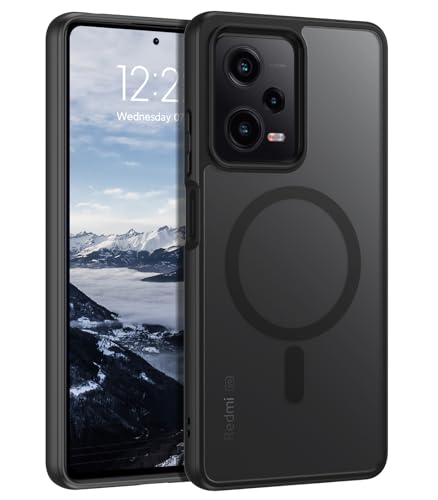 DUEDUE Fundas Xiaomi Redmi Note 12 Pro 5G, Fundas Magnética Xiaomi Redmi Note 12 Pro [Compatible con mag-Safe] Ultradelgada Carga Inalámbrica Protección Grado Militar Anti-Arañazos, Negro