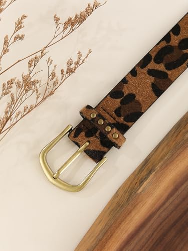 Women's Leopard Studded Belt Metal Western Vintage Y2K Waist Belts for Jeans Dress4