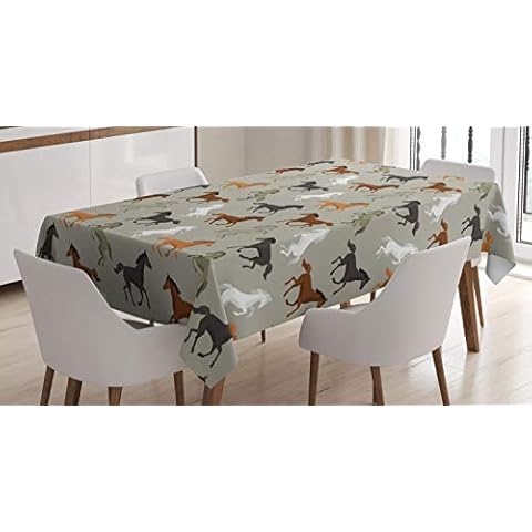 ABAKUHAUS Horses Galloping Tablecloth, 54x78 Cover
