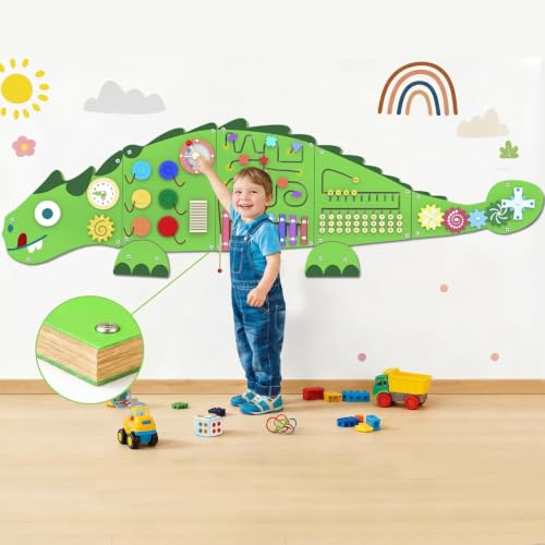 Image of Activity Wall Busy Board for Toddlers: 9-in-1Interactive Activities | Montessori Sensory Toys Panel for Playroom - Build Fine Motor Skills & Hand-eye Coordination - Gift for Kids Age 3+