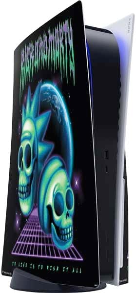 Skinit Decal Gaming Skin Compatible with PS5 Console - Officially Licensed Adult Swim Rick and Morty Neon Skulls Design