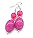 Pink and Silver Dangle Swirled Sparkle Beaded Earrings 1.5 Inch Long Handmade Artisan Crafted