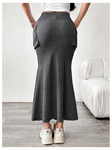 Verdusa Women's Fishtail Maxi Skirts High Waisted Bodycon Skirt with Pockets2