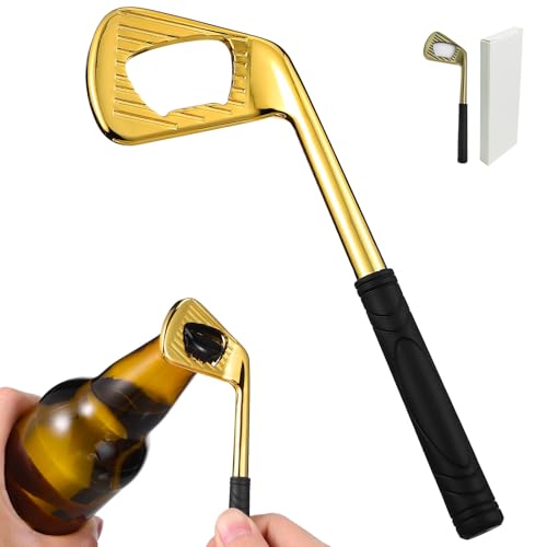13% off - Veemoon Golf Club Bottle Opener Sports Theme Gold Soda Bottle Opener Copper Beverages Open Tool Unique Beer Caps Open Supply for Golf Lover Favor Sport Theme Party Kitchen Gadget, Box Packaging