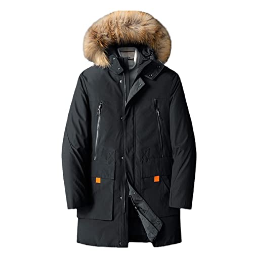 Parka longue homme noire TH935 pour affronter le vent d'hiver