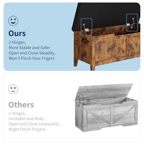 GAOMON Storage Bench, 39.4” Wooden Chest Storage Box with 2 Safety Hinges, Entryway Benches with Flip-Top, Large Trunk for Living Room, Bedroom, Easy Assembly