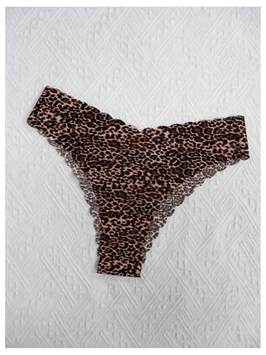 Women's 10 Pack Thongs Set Leopard Print Seamless Brief Floral Scallop Mid Rise No Show Panty Set3