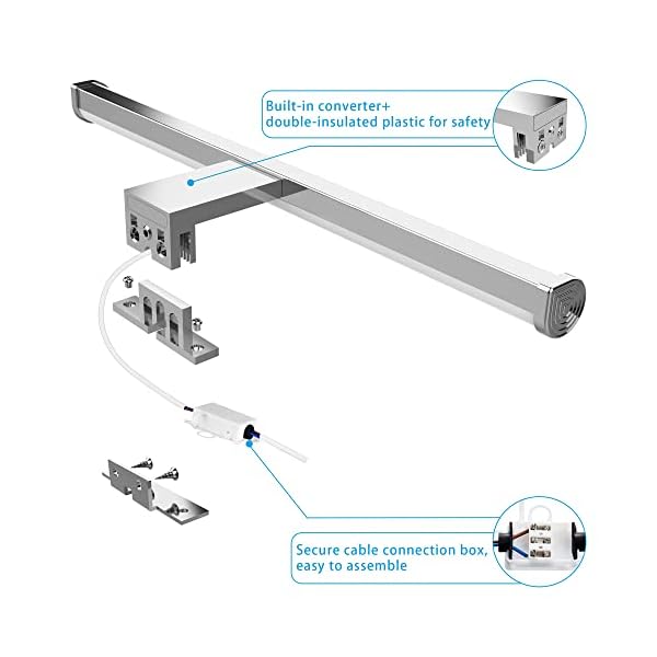 Aourow LED Spiegelleuchte für das Bad,Spiegellampe Badezimmer 40cm 10W 1200lm,Superhell Badlampe Spiegel Neutralweiß 4000K,IP44 Wasserdicht,Badezimmer Lampe Wand 230V,Klasse II – Bild 3