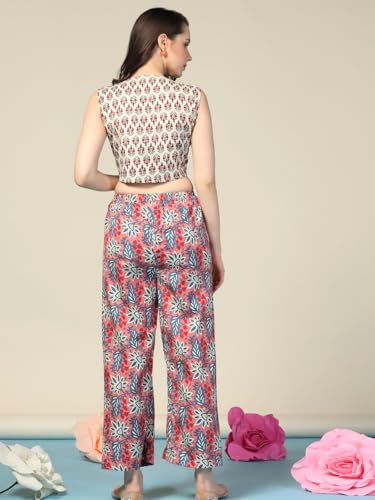 Image of Leriya Fashion Co ord Set for Women Stylish | Jumpsuit for Women Stylish | Sleeveless Printed Crop Top Pant Set | Daily Summer Casual 2 Piece Party & Vacation Outfit