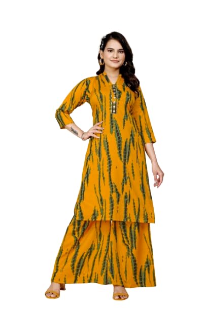 Women's Reyon Printed Straight Kurta Set with Palazzo Pants - Ethnic Wear (MOHRA)