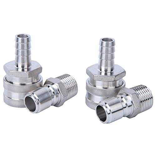4pcs G1/2in Male Thread,Stainless Steel Quick Disconnect Set Beer Brewing Connector Kit, Home Brew Brewing Fitting Connector