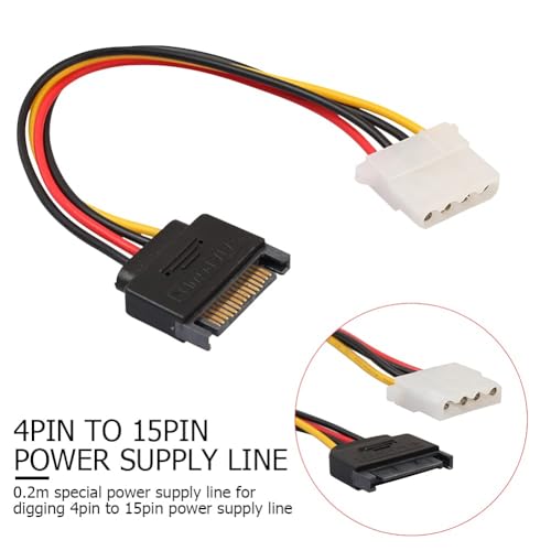 Image of PriEnt Molex to SATA Power Adapter Cable, 15 Pin Male SATA to 4 Pin Molex Female Connector, Strong Conversion Cord for HDD, SSD, CD-ROM Drives, Stable Power Distribution, Pack of 5