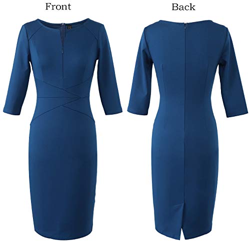 Image of VFSHOW Womens Slim Zipper Up Work Business Office Party Bodycon Pencil Sheath Dress