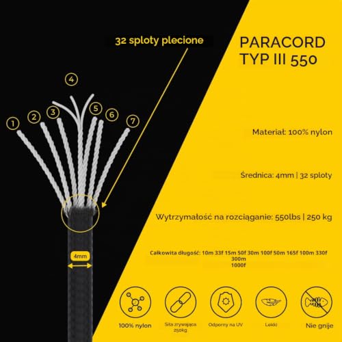 EdcX Paracord 550 Typ III 4 mm – linka spadochronowa, 100% nylon