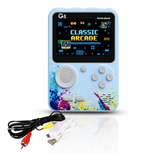 Image of Video Game for Kids Toys for Boys & Girls 7-14 Years G5 Retro Handheld Game Console Rechargeable Pocket 3.0 Inch HD Screen 500 in 1 Retro Game Box AV Output | Portable Video Game Player (Blue)