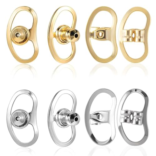 VONJUMA 4 Pares Cierre Pendientes Tuercas Hipoalergenicas Cierres Elevadores De Pendientes Para Lobulos Caidos O Rasgados Sujeta Y Levanta Pendientes Cierre Elevador En Oro Platine