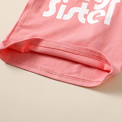 Image of Big Sister Shirt Big Sister Announcement Toddler T Shirts Promoted to Girls Outfit Ruffle Sleeve Shirt Sleeveless Top Blouse