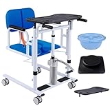 Hydraulischer Patientenlift-Transferstuhl, Portable Transfer Krankenpflege Stuhl Lifter, Patientenlifter Für Zuhause, Höhenverstellbarer Transferrollstuhl Mit Tischplatte 180° Geteiltem Sitz