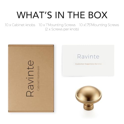 Image of Ravinte Polished Champagne Bronze Cabinet Handles 1-1 /4 Inch 10 Pack