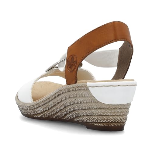 Image of Rieker 624H6 Fanni Women's Wedge Sandals - Lightweight, Comfortable and Supportive - Slip On Sandals with Cushioned Insole and High Wedge for Everyday Stylish Wear