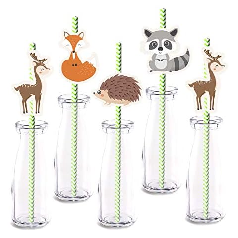 Woodland Animals Party Straw Decor Cover