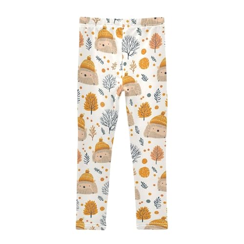 Funny Animal Hedgehog Girls Leggings Ultra Soft Compression Yoga Gym Pants for Kids 4-10T2