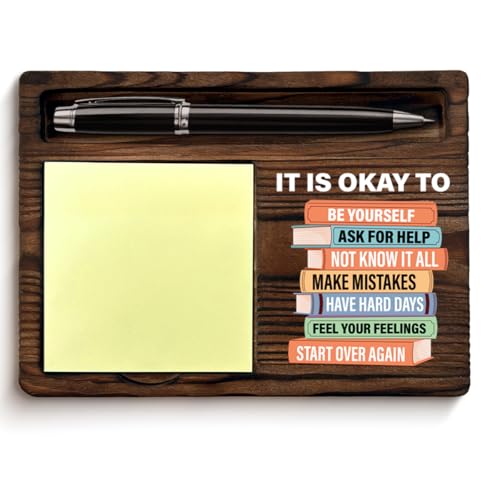 Motivational Mental Health Sticky Note Holder Inspirational Gifts for Women Men, It's Okay to Be Yourself Post lt Note Dispenser for Home Office School Classroom Desk Decor