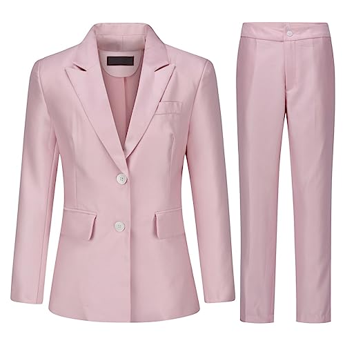 YYNUDA Women's Business 2 Piece Office Work Suit Set Single Breasted Solid Blazer Jacket and Pants - Main Image