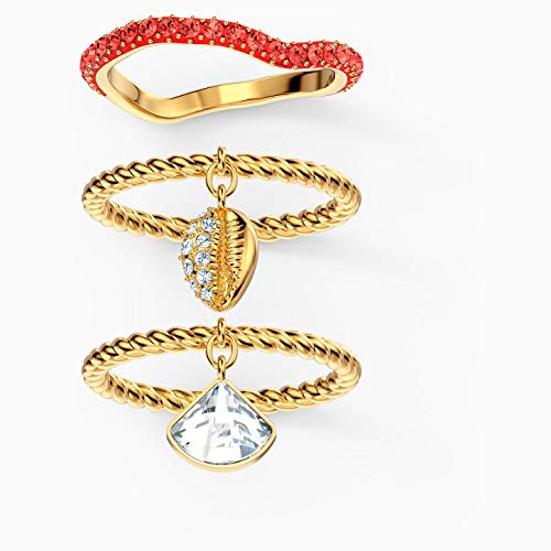 Preisvergleich Produktbild SWAROVSKI SHELL RINGSET, ROT, VERGOLDET