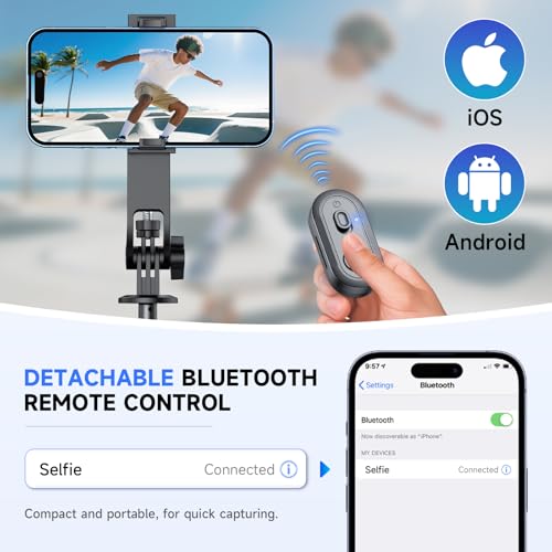 Trépied pour smartphone de 180 cm extensible avec télécommande Bluetooth - 3