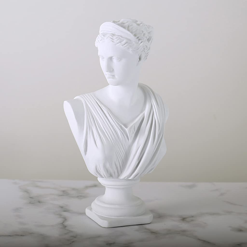 Baoblaze 12 Pouces Classique Grec Diana Buste Statue Ancienne Grecque Sculpture Figurine décor Maison résine Artisanat pour Croquis Pratique, Blanc