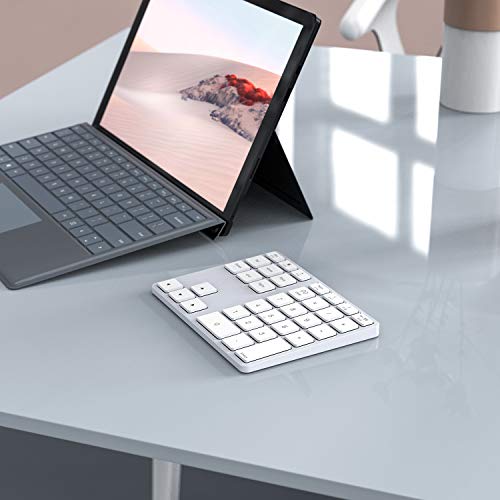 Mac Os Bluetooth Numeric Keypad, 35 - Keys Aluminum Wireless Numeric Keypad Dual System Rechargeable Ultra-Silent External Numeric Pad for Surface Pro/MacBook/MacBook Pro/Air and Windows Laptop-White