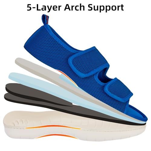 Image of WALKFUN Men's Slippers with Arch Support, Adjustable Open Toe Shoes for Men, Diabetic Sandals with Memory Foam for Plantar Fasciitis