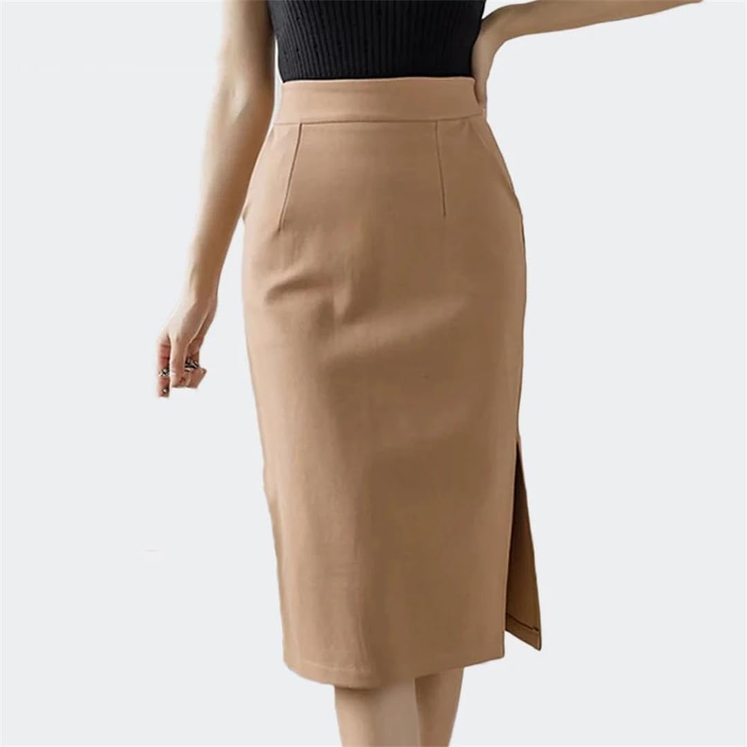 Gonne a matita da donna a vita alta elasticizzate HIPS gonne midi nere da ufficio con tasche