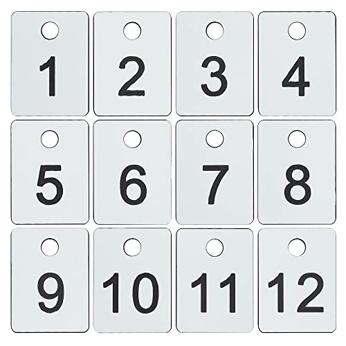 number disks - StayMax Plastic Numbered Tags Rectangle Key Number Tags Number Disc with Hole (1-50, White)