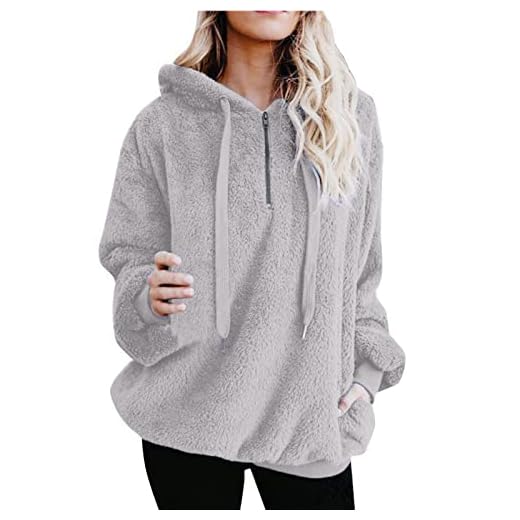 Mujer Caliente y Esponjoso Tops Chaqueta Suéter Abrigo Jersey Mujer Otoño-Invierno Talla Grande Hoodie Sudadera con Capucha riou