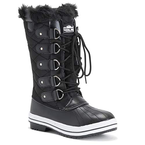 Image of POLAR Womens Snow Boot Nylon Tall Winter Fur Lined Snow Warm Waterproof Rain Boot