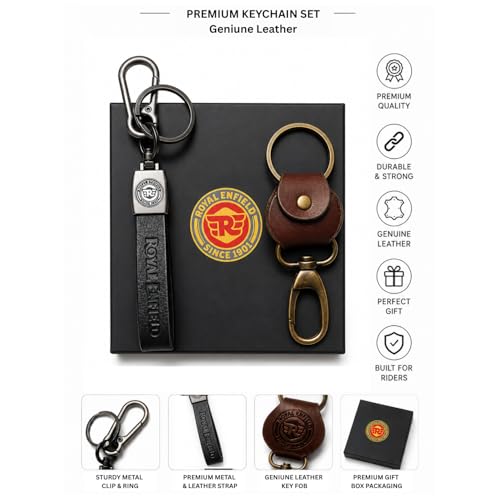 Image of Leather Strap Keychain, Embossed Logo Design, Durable Premium Key Ring for Bike Lovers & Gift Use