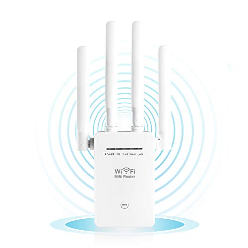 1200Mbps WiFi Booster Range Extender Repeaters, 2.4 & 5GHz Dual Band WPS Wireless Signal 4 Antennas 360Â° Full Coverage, Extend WiFi Signal to Smart Home & Alex Devices (White)