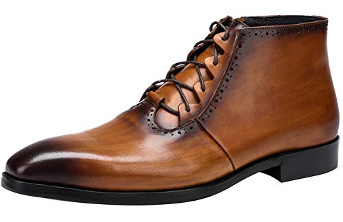 Mens Boot Lace Up Zipper Classical Oxford Leather Wing Tip Ankle Dress Boots Black Brown2