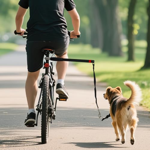 Fahrradleine Hund, Fahrrad Hundeleine für sicheres Radfahren, Einziehbare Hundeleine Übungsleine, Hände Frei Hundeleine, Hundelaufleine für Fahrradhalterung, Verstellbare Fahrrad Leine für Hunde