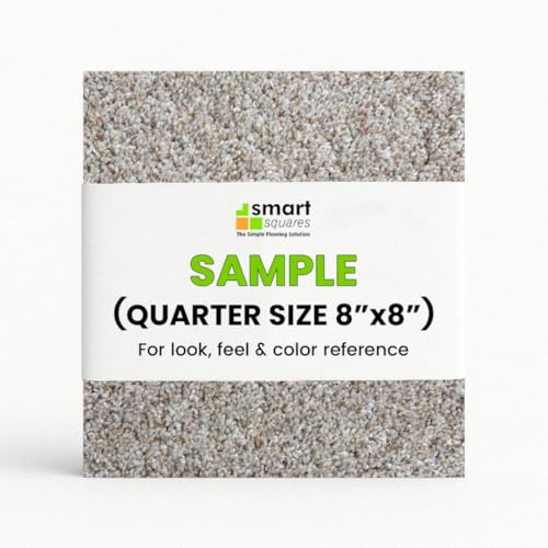 Smart Squares Easy Street Premium Plush Carpet Tiles, Made in USA – 8x8 Peel and Stick Floor Tiles with Attached Padding – Seamless DIY Carpet Squares (0.44 Sq Ft, Sample, 815 Iron Frost) by SMART SQUARES THE SIMPLE FLOORING SOLUTION - Used condition - US$5.95