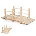 DREAMADE Wooden Garden Bridge, Outdoor Arched Walkway with Safety Rails, 220 lbs Capacity, Small Cedar Wood Footbridge Over Pond for Backyard, Patio, Lawn Decoration, 59” x 26.5” x 22” (Natural)