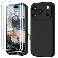 GOODVISH für iPhone 17 Pro Hülle mit Kamerasteuerung Taste, mit 2 Stück Schutzfolie Silikon Hülle, Kameraschutz Soft Mikrofaserfutter Handyhülle Stoßfeste 360° Schutz Case 6.3", Schwarz