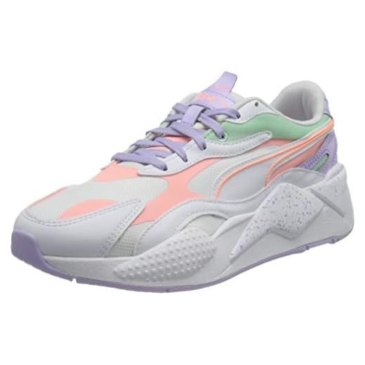 Puma Unisex Sportsocken, 3er Pack, Middle Grey Melange / Pink, 39/42 4 PUMA Damen RS-X³ Pastel Mix WN S Sneaker, Weiß Elektro Peach Mist Green, 42 EU