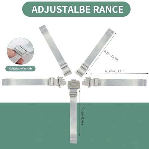 Image of High Chair Straps Replacement Compatible with Graco Highchairs | Most 5 Point High Chairs, Adjustable High Chair Belt, Secure Buckle