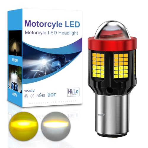 Ampoule LED BA20D Blanc et Jaune pour Phare de Moto et Scooter 12-80V