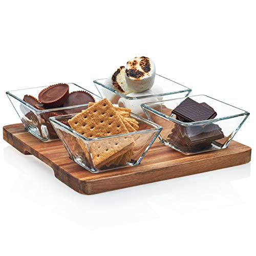 Libbey Acaciawood 4-Piece Cheese Board Serving Set With Wood Serving Board #TOP24