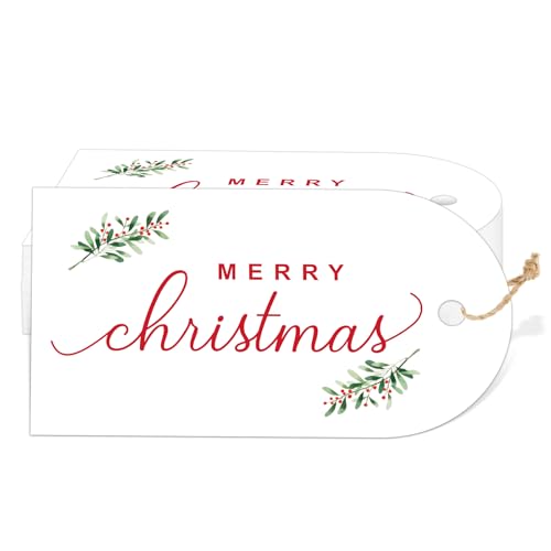 jijAcraft Christmas Tags with String - 50Pcs Merry Christmas Tags,